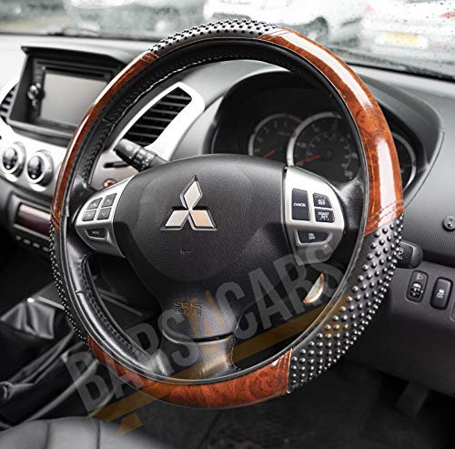 Universal Fit Car Steering Wheel Cover 37-39CM/15 Anti Slip Breathable Protector Car Accessory Year Round Use for Truck SUV (Wood Effect Massage)