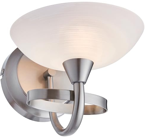 National Lighting Decorative Contemporary Brushed Chrome G9 LED Compatible Wall Light with a White Painted Glass Shade