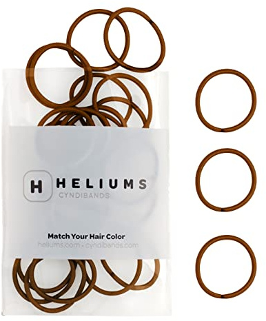 Heliums Small Hair Bands - Brown - 2mm Hair Ties, 48 Count, 2.5cm Mini Hair Bobbles for Small Ponytails, Braids and Kids