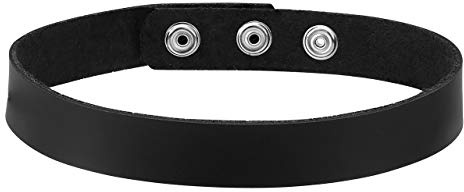 Jovivi Punk Choker Halskette Damen Gothic Choker Nieten Echtleder Schwarz