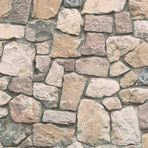 Naturstein Tapete beige grau 6924-12 | günstige Papiertapete Steinoptik | Tapete mit Steinen für Wohnzimmer, Küche, Flur online kaufen!