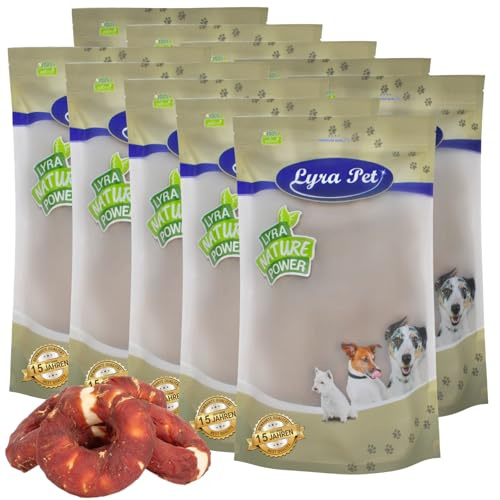 Lyra Pet® 10 kg Kauringe mit Entenbruststreifen - Kausnack für Hunde | Leckerli für Hunde - Kauartikel aus Rinderhaut mit Ente - Proteinreiche Belohnung - Gut bekömmliches fettarmes Hundefutter