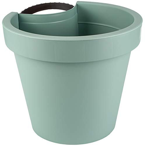 alles-meine.de GmbH Blumentopf - Modell & Farbwahl - Rohr & Stangen - Blumenkasten - grün - Mint türkis/hellgrün - RUND - 24 cm - Regenrohr/Fallrohr - Pflanzgefäß - Geländer ..