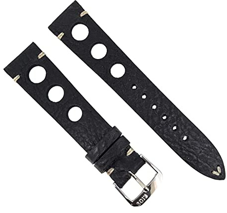 ! NEU ! Vintage Style Rallye Uhrenarmband 20mm schwarz , Made in Germany