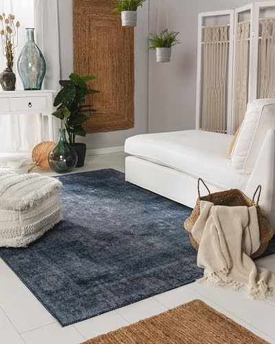 benuta Pop Teppich Laury - Blau 160x230 cm - Kunstfaser - Rechteckig & im Style: Vintage - Pflegeleicht für Wohnzimmer Schlafzimmer