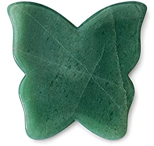 Crystallove Gua Sha Stein mit Aventurin - Jade Massageroller - Schmetterlings - Guasha Board - Gesichtsmassage für Gesicht, Augen, Augenschwellungen Hautstraffung von Gesicht - Face Massager