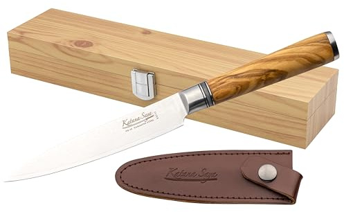 Katana Saya Olive Wood 12cm Utility Knife, Japanese 67-Layer VG-10 Damascus Stainless Steel, Kitchen Knife, Olive Wood Handle