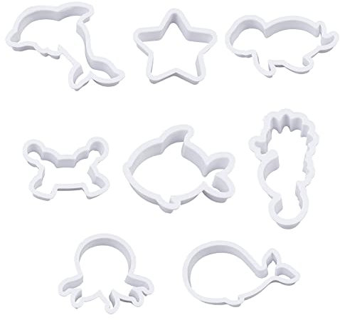 SUPERFINDINGS 8 Style Emporte-Pièce en Plastique Emporte-Pièces en Argile Polymère Emporte-Pièce en Argile pour Animaux Marins Biscuit de la Vie Marine Blanche Moule à Fondant pour Outil de Cuisson