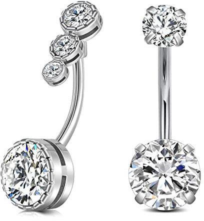 vcmart 2stk Silber Bauchnabelpiercing 12mm Stablänge Chirurgenstahl 14G Bauchpiercing Piercing Bauchnabel