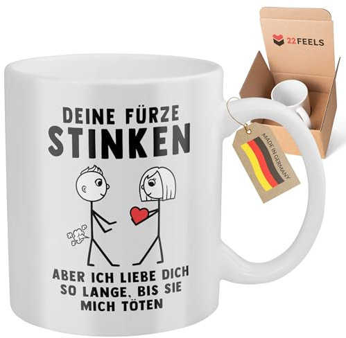 22Feels Jahrestag Geschenk für Ihn Ehemann Tasse Freund Beziehung Lustig Liebesbeweis Mann Valentinstag Spruch Hochzeitstag 1 Jahr 2 Jahre Verlobter - Ich Liebe Dich So Lange, Weiß