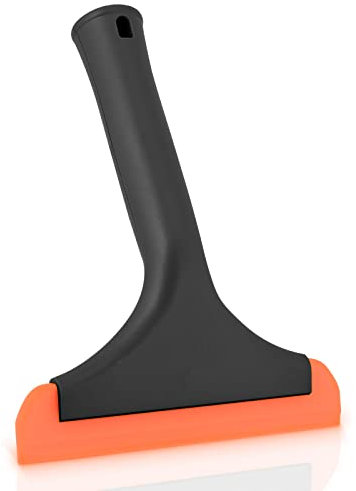 EHDIS 1pcs Tergivetro di Silicone per Doccia con Fori per l'aggancio, 6INCH, Multiuso Tergivetro con foro, per Finestre Vetro, Piastrelle, Auto, Specchi, Nero+arancio