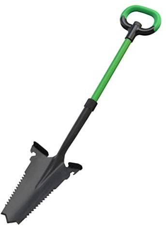 JML Rayzer Shovel Spade - Garden Tools for Root Cutting and Sawing in One with Serrated Saw Teeth and Durable Carbon Steel Head for Hard Ground - Saw Through Thick Branches and Clear Scrub