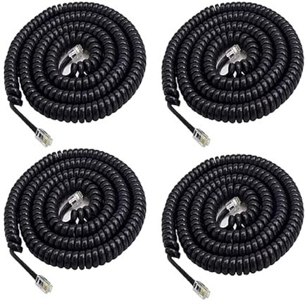 ERHUO 4PCS 2.5m Telefono Cavo Cavo Linea Filo 4P4C A spirale Lunghezza 0,45 a 2,5 m Srotolato Telefono Fisso Telefono Portatile Cavo Cavo RJ9/RJ10/RJ22