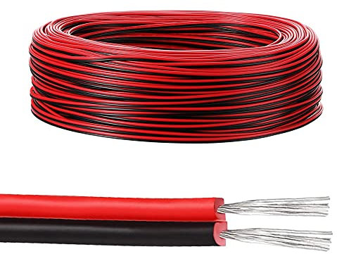 GIGIIS 22AWG Elektrischer Draht 20 Meter 0,33mm² 2-Adriges PVC-Kabel Zwillingslitzen Kupferdraht 2 Poliges Silikon Kabel Elektrisch Verlängerungskabel für LED Streifen und elektronische Verdrahtung