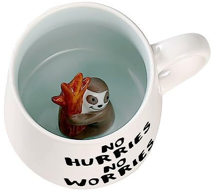 Faultier Keramik Tasse Lustig Personalisiert, Kawaii Süße Coole Sachen Kaffeebecher Cappuccino Lustige Tassen Personalisierte Dankeschön Beste Freundin Geschenke für Frauen, Männer, Mädchen