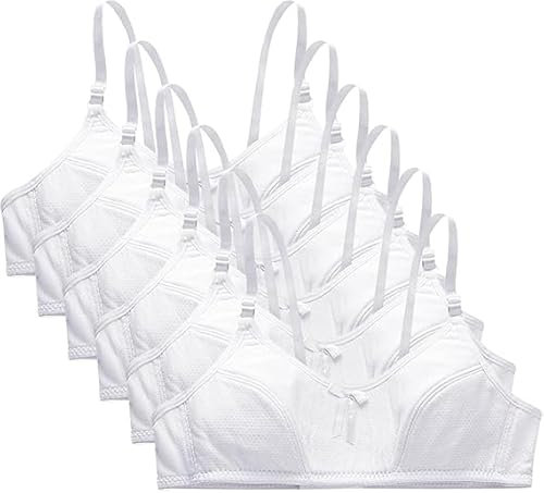 AOOPOO 6 Pack Girls Bra,Preteen Girl Clothes Teenage Bras Adjustable Seamless with Padded 10-15 Years Maiden Bras for Daily