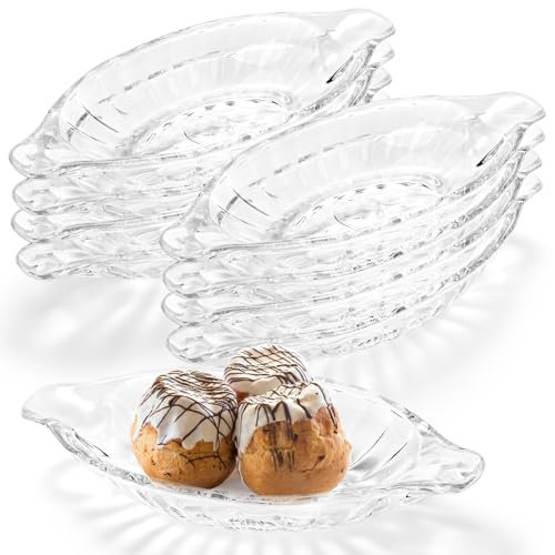 Goaste Lot de 8 bols à bananes fendus en verre de 236,8 g, assiettes de service transparentes pour fruits, yaourt, crème glacée, brownies, collation, salade, raisins