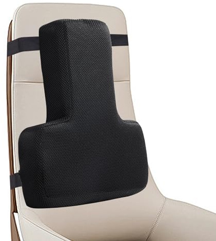 HOMBYS Lumbar Support Pillow for Office Chair-Seat Cushion for Back Support, Improved Sitting Posture and Upper/Lower Back Pain Relief for Desk Chairs, Car Seats and Airplanes(Black, 16x12x3)