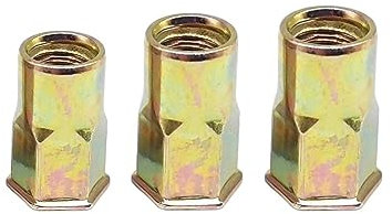DOWNER Tuercas de Remache Planas roscadas, 300 Piezas M4 M5 M6 Kit Surtido de Tuercas de Remache de Cabeza Plana Medio Hexagonal, Inserto de Rosca Medio Hexagonal de Acero al Carbono cincado