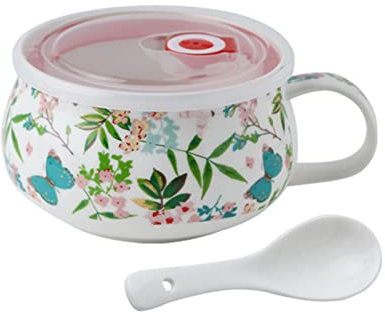 PiWine Ramen-Schalen aus Keramik, Porzellanschalen for Suppe, Suppentassenschalen, Keramikschale mit Deckel, Ramen-Nudelschalen, mikrowellengeeignet (Farbe: D) (Color : G)