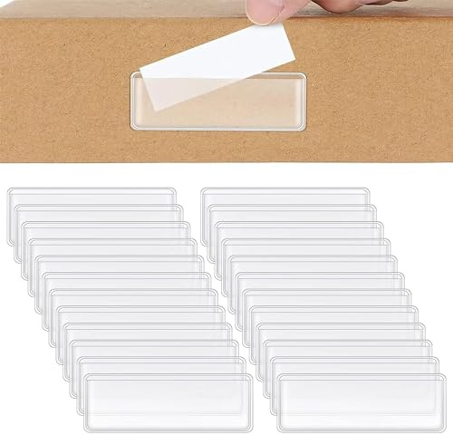 HAOBIN Etiketthållare Självhäftande Etiketthållare Liten För Fastspänning Transparent Visitkort Väskor Transparent Namn Tag Etikett Bärare Självhäftande För Hylla Brevlåda Lådor (24pcs)