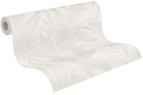 Livingwalls Papier peint 396542 avec feuilles de palmier en crème, beige - papier peint floral de haute qualité avec structure fine et effet métallisé en or - 10,05m x 0,53m - Fabriqué en Allemagne