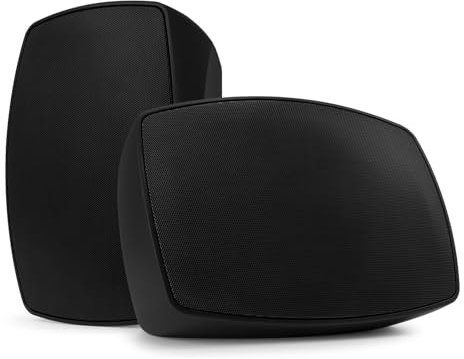 Power Dynamics BHW60BK Altavoces de Pared de 6,5 Resistente a la Intemperie IPX5, Interior/Exterior Negro, Conf. versátil 100V/8 Ohm, Rejilla de Aluminio Marino, Altavoces de instalación, línea 100V