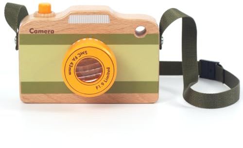 WOODENFUN Mini Holz-Spielkamera mit Halsband Rollenspiel für Kinder ab 1–3 J