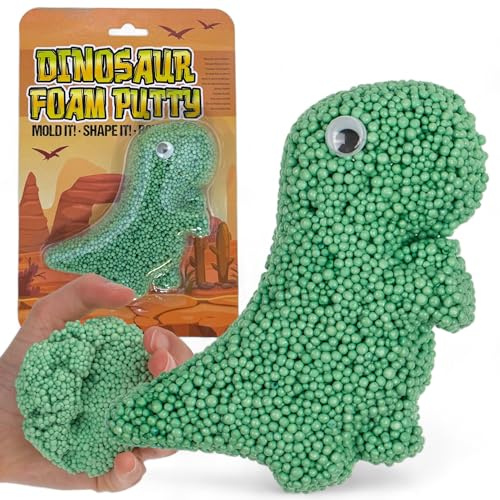 MIJOMA Schaumknete Set mit Wackelauge - Foam Putty für sensorische und kreative Spiele - Quetschen, Formen und Gestalten (grüner Dino)