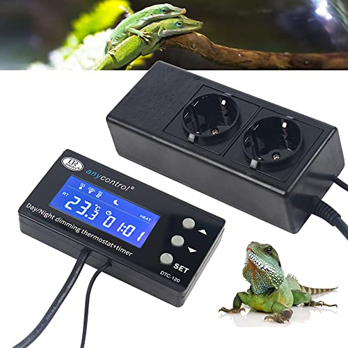 WEIGR PID Thermostat, Reptilien Thermostat, 0-50℃ Terrarium Reptilien Heizung Tag Nacht, Temperaturregler,mit NTC Fühler für Gewächshaus, Aquarium, Terrarium, etc 220V