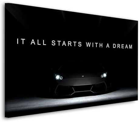 Kunstwelten24 Wandbild Leinwandbild Auto Sportwagen Motivation Größe 60x40x2cm