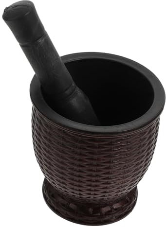 Mortier à Ail en Plastique Marron, Outil de Broyage Domestique