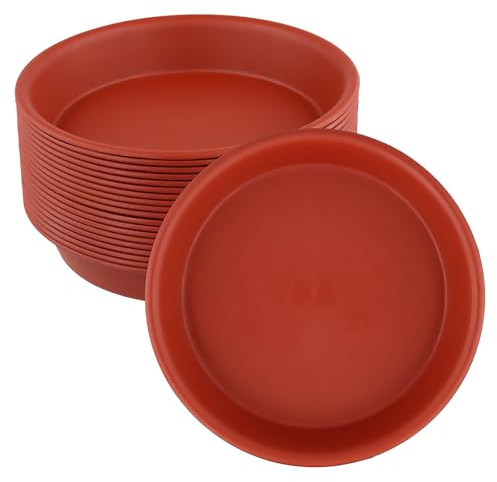 KEILEOHO 20 stycken 15,7 cm röda blomkrukor, underlägg, rund plast, blomkruka, underlägg för blomkrukor, plast, runda blomunderlägg för inomhus, utomhus