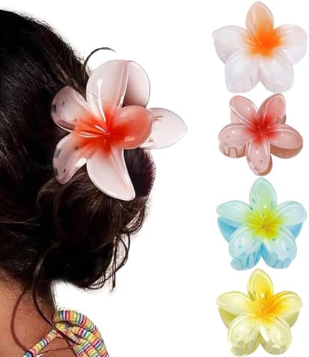ZKGYUS Lot de 4 grandes pinces à cheveux, pince cheveux fleur, pince cheveux antidérapantes, en forme de fleur, solides, accessoire cheveux, pour cheveux épais