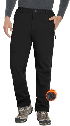 Zoofly Pantalon Homme Polaire Hiver Chaud Coupe Vent Imperméable Coupe-Vent Neige Ski Sport Pantalon Long Pantalon Homme Travailpantalon Chasse Noir