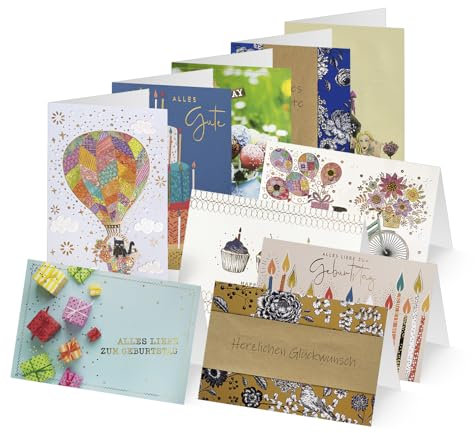 Unicef Überraschungsbox Glückwunschkarten Set (10 St., 10 Motive) mit Umschlägen - Spendenkarten - Premium Klappkarten inklusive Briefumschlag - hochwertige Grußkarten 17,5 x 11,7 cm made in Germany