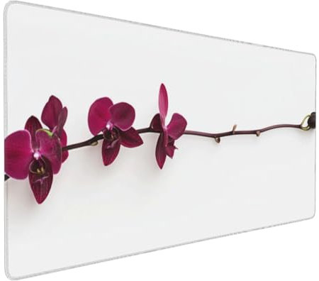 Gaming Mauspad XXL weiß rosa Mousepad 800x400x4mm Blume Verlängertes Mauspad Schreibtischauflage,Genähte Kanten Mauspad,Verbessert Präzision Geschwindigkeit Wasserdicht Geeignet für Büro und Spiele