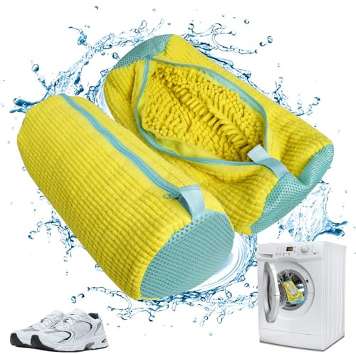 2 Pack Reusable Laundry Bag – Universal Size for Washing Trainers, Sports Shoes, Dress Shoes – Protection and Cleaning (Yellow)