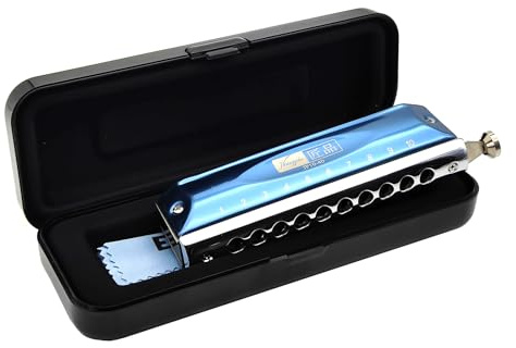 JP10-40 Chromatische Mundharmonika mit 10 Löchern, professionelle Leistung, C-Schlüssel, Mundorgan für Anfänger und Studenten, um mit dem Lernen der Mundharmonika zu beginnen (JP 10-40 Blau)