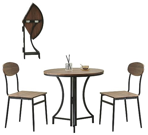 Gartenmöbel-Set, 3-teilig, Bistro-Set, Gartentisch und Stühle mit rundem Tisch (zusammenklappbar, 80 cm), Outdoor-Essgruppe für Balkon, Veranda, Deck oder Garten