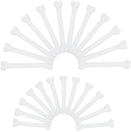 SUNNYCLUE 32 pieza de Huesos de Plástico para Decoración de Halloween Adornos de Huesos A Granel Color Blanco Y Beige para Fiestas Espeluznantes Esqueletos Simulados Colgantes Adornos para Fiestas Dis