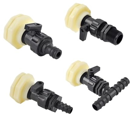 Generico Raccordo for paratia in PVC Filettatura da 3/4 Pollici Connettore rapido Tubo in PE da 16 20 mm for Serbatoi d'Acqua da Giardino(B)