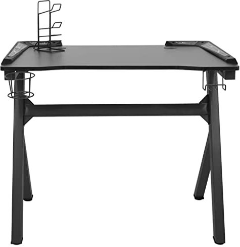 HEFZGDB Gaming-Schreibtisch mit LED Y-Gestell Schwarz 110x60x75 cm Büro Schreibtisch Gaming Schreibtisch Esstisch Klein Schreibtisch Groß für Wohnbereich Schlafzimmer Küche Arbeitszimmer