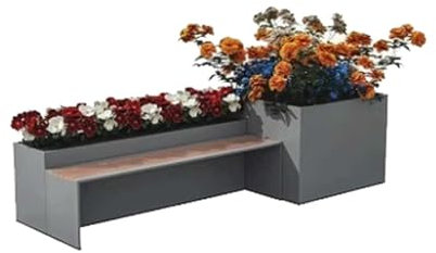 WANGHAI-666 Flowerbox with Bench Outdoor Iron Flower Box and Seat Combination Set Outdoor Garden Square Street Rest Flower Trough Seat Planers Bench with Planter