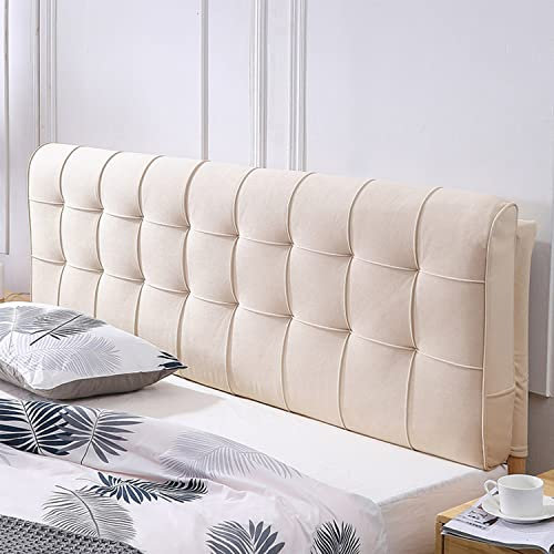 Übergroßes Samt-Kopfteilkissen – einfarbiges Wandkissen und Rückenlehnenstütze, abnehmbarer Schonbezug, 150 cm, Weiß – perfekt für Komfort und Stil