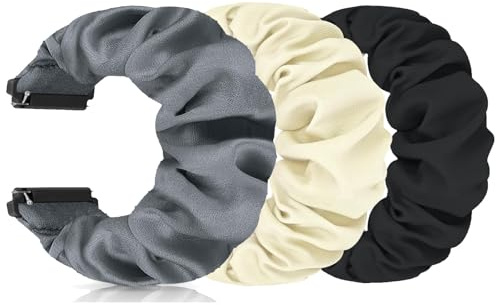 FTYQUEE 3er-Pack elastisches Scrunchie-Armband, kompatibel mit 16 mm, 18 mm, 19 mm, 20 mm, 22 mm Uhrenarmband, Schnellverschluss-Ersatz-Armband für Männer und Frauen, 20mm-Small Size, Kein Edelstein