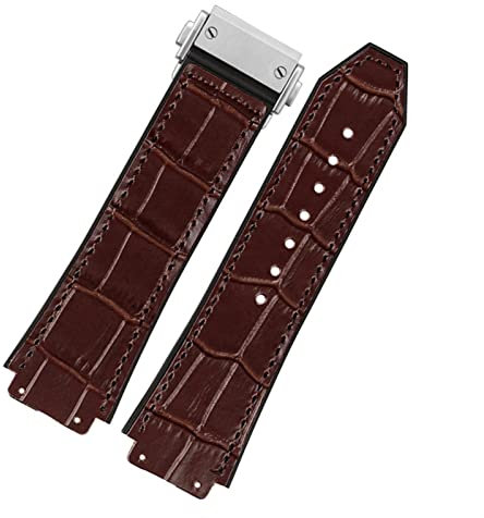 CHCWR Für Hublot Uhrengurt 26 * 19 mm ， Geeignet für Ursachen -Uhren -Ersatzteile von Big Bang Watch Band ， Edelstahlschnalle Herren Neuer Ledergummi -Uhrengurt 26 * 19mm