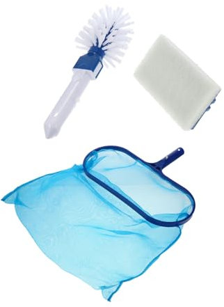 Happyyami Kit de Limpieza de Piscinas Red de Salvamento y Cepillo de Plástico Azul para Eliminar Hojas y Escombros en Bañeras de Hidromasaje y Estanques