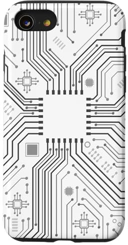 Carte mère circuit micropuce fond blanc informatique Coque pour iPhone SE (2020) / 7 / 8