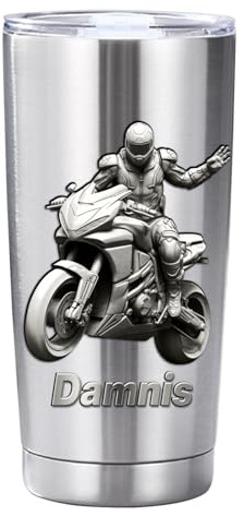 Gobelets isothermes personnalisés en acier inoxydable pour moto, 591 ml avec couvercles, cadeau de fête des pères, de Noël, d'anniversaire pour homme, papa, mari, motard, motard (moto 1)